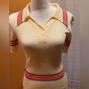 Sheridan | Women’s Pink Blue Cream Knit Sweater Top Small